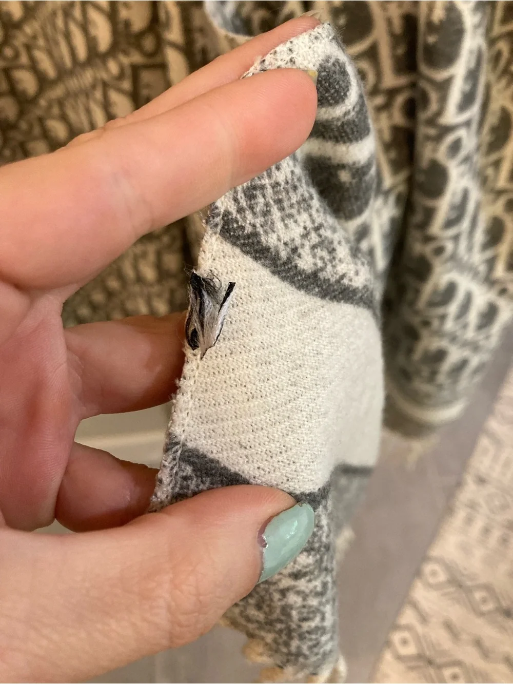 Christian Dior Oblique Logo Scarf in Grey Cashmere